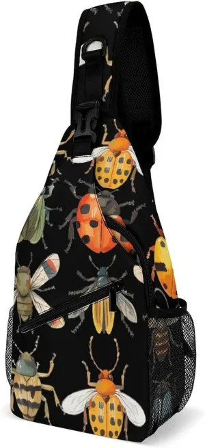 Insects Animals Crossbody Sling Bag Casual Chest Bag Daypack for Women Men Travel Sport Hiking Funny Print