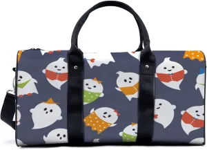 Interesting Ghost Pattern Travel Luggage Duffel Bag with Adjustable Strap Cartoon Sports Bag Lightweight Canvas Gym Tote Bag for Men and Women
