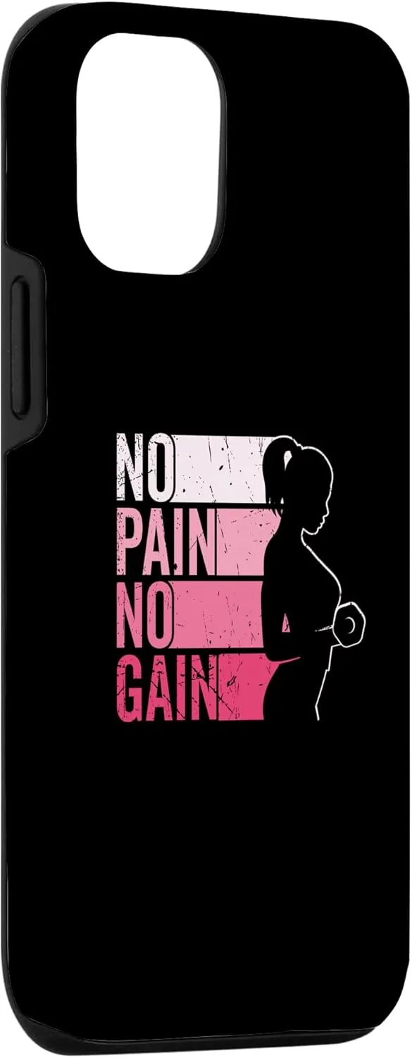 iPhone 14 No Pain No Gain Powerlifting Workout Gym Weightlifting Women Case