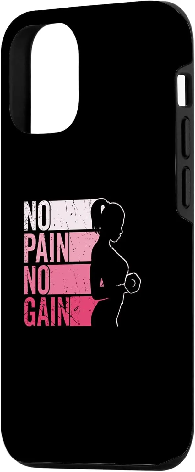 iPhone 14 No Pain No Gain Powerlifting Workout Gym Weightlifting Women Case