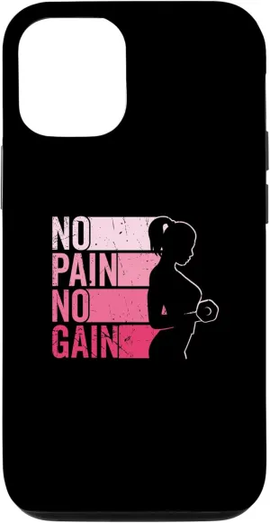 iPhone 14 No Pain No Gain Powerlifting Workout Gym Weightlifting Women Case
