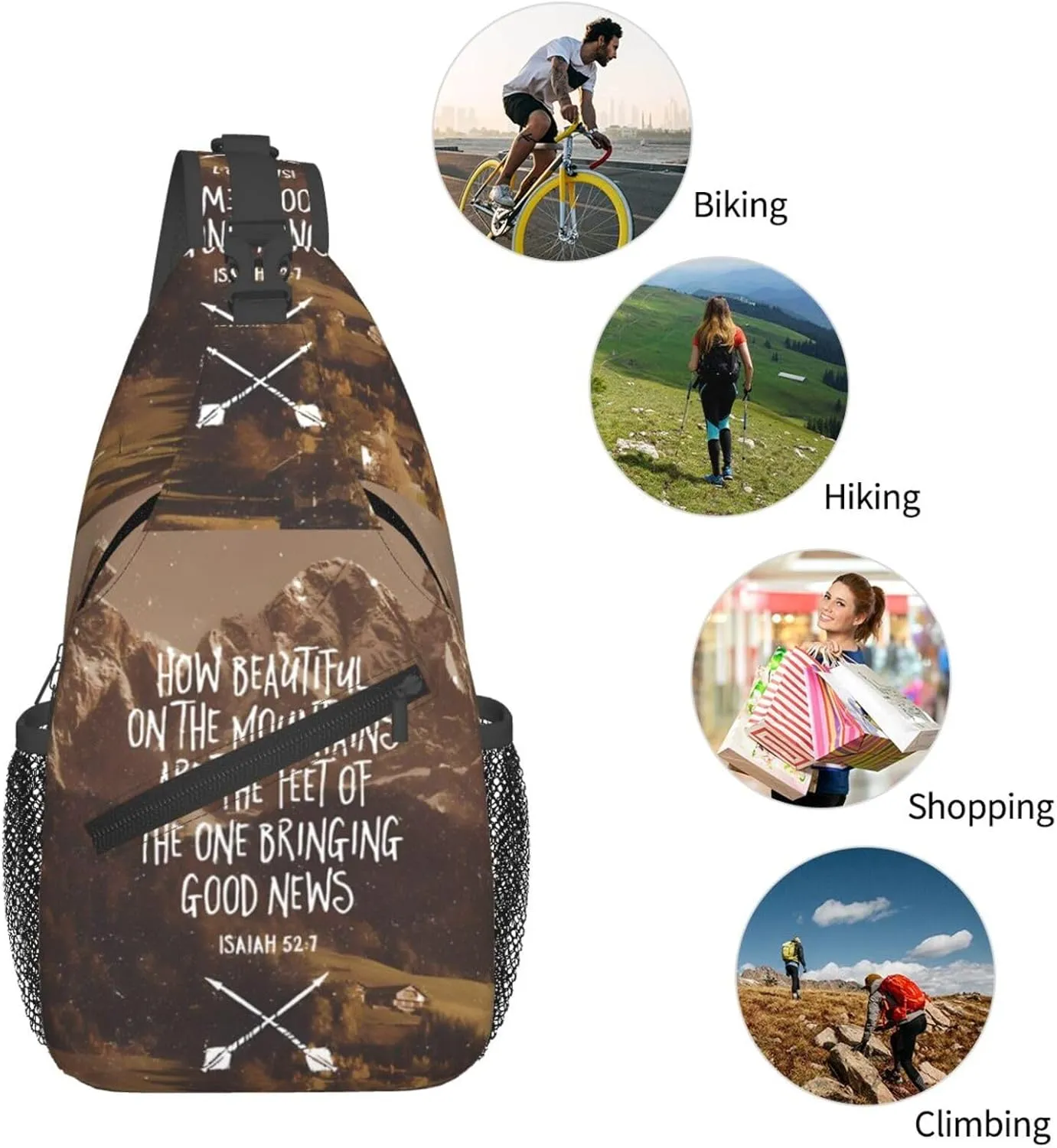 Isaiah Chest Sling Bag Crossbody Shoulder Backpack Bag Gym Cycling Travel Hiking Daypack Cross Bag