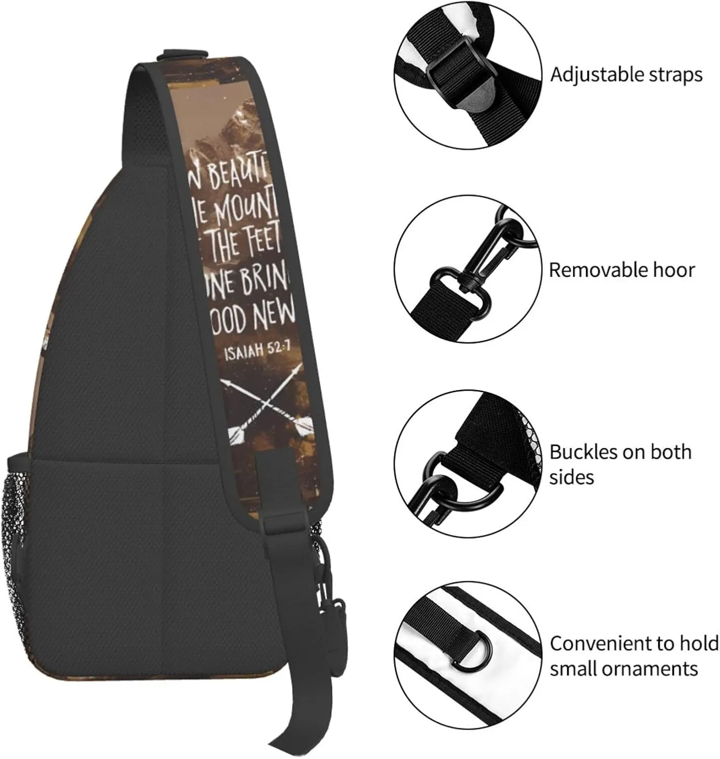 Isaiah Chest Sling Bag Crossbody Shoulder Backpack Bag Gym Cycling Travel Hiking Daypack Cross Bag
