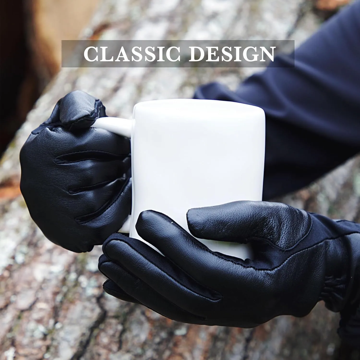 isotoner Women's Classic Stretch Leather Touchscreen Cold Weather Gloves, Fleece Lining