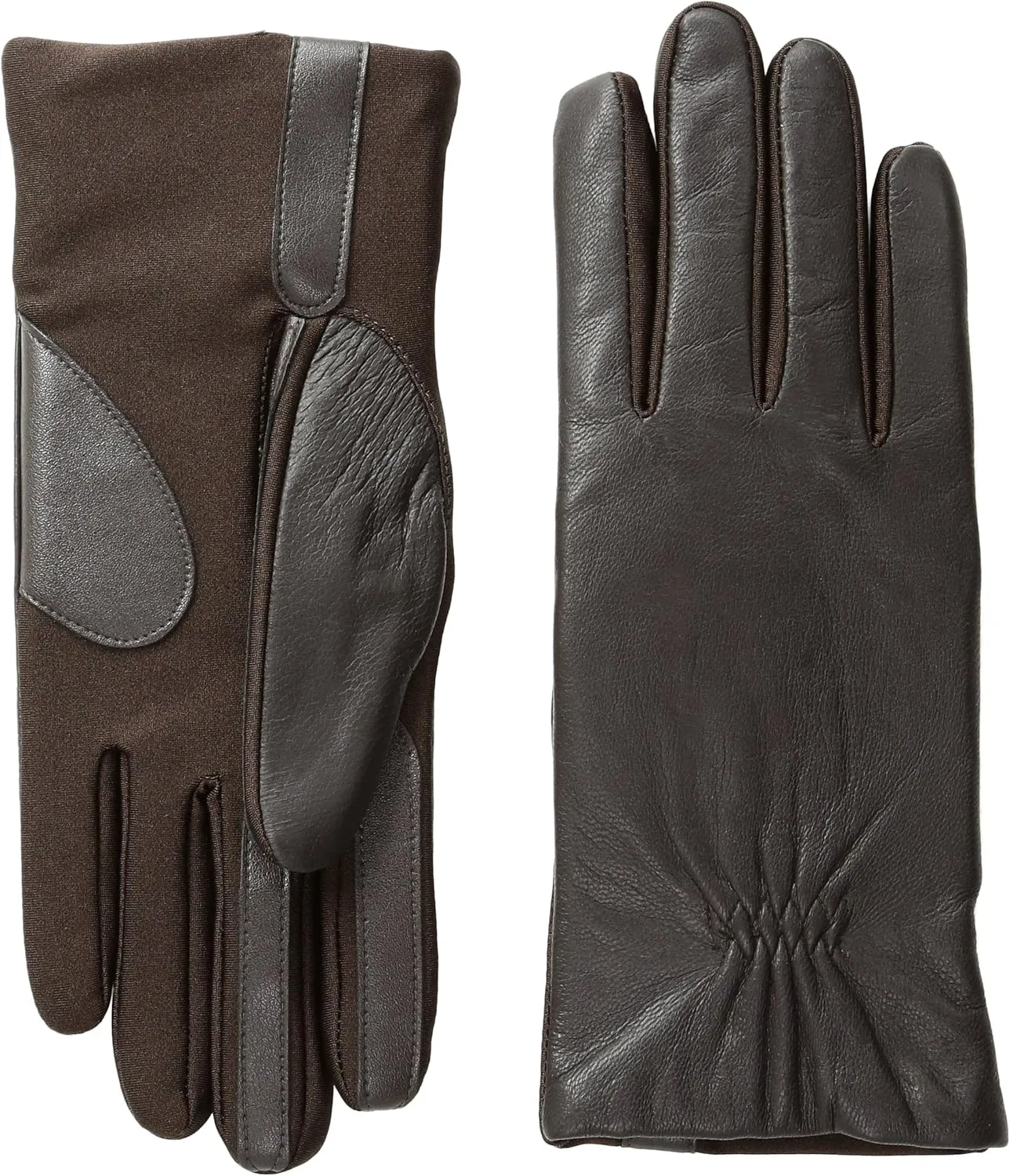 isotoner Women's Classic Stretch Leather Touchscreen Cold Weather Gloves, Fleece Lining