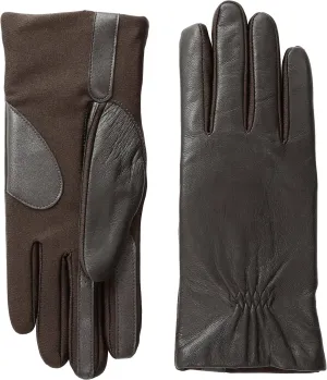 isotoner Women's Classic Stretch Leather Touchscreen Cold Weather Gloves, Fleece Lining