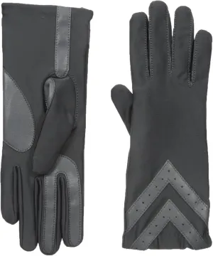 isotoner womens Spandex Touchscreen Cold Weather With Warm Fleece Lining and Chevron Details Winter Gloves