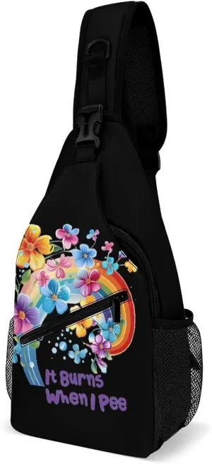 It Burns When I Pee Funny Crossbody Sling Bag Novelty Chest Bags Shoulder Backpack For Travel Hiking 15×8×4 Inches