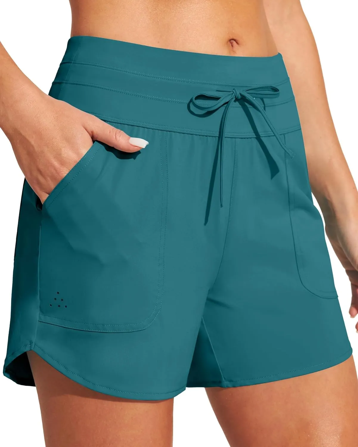 IUGA Womens 5" Swim Board Shorts Stretchy High Waisted Beach Shorts for Women Quick Dry UPF 50  Swimsuit Bottoms with Liner