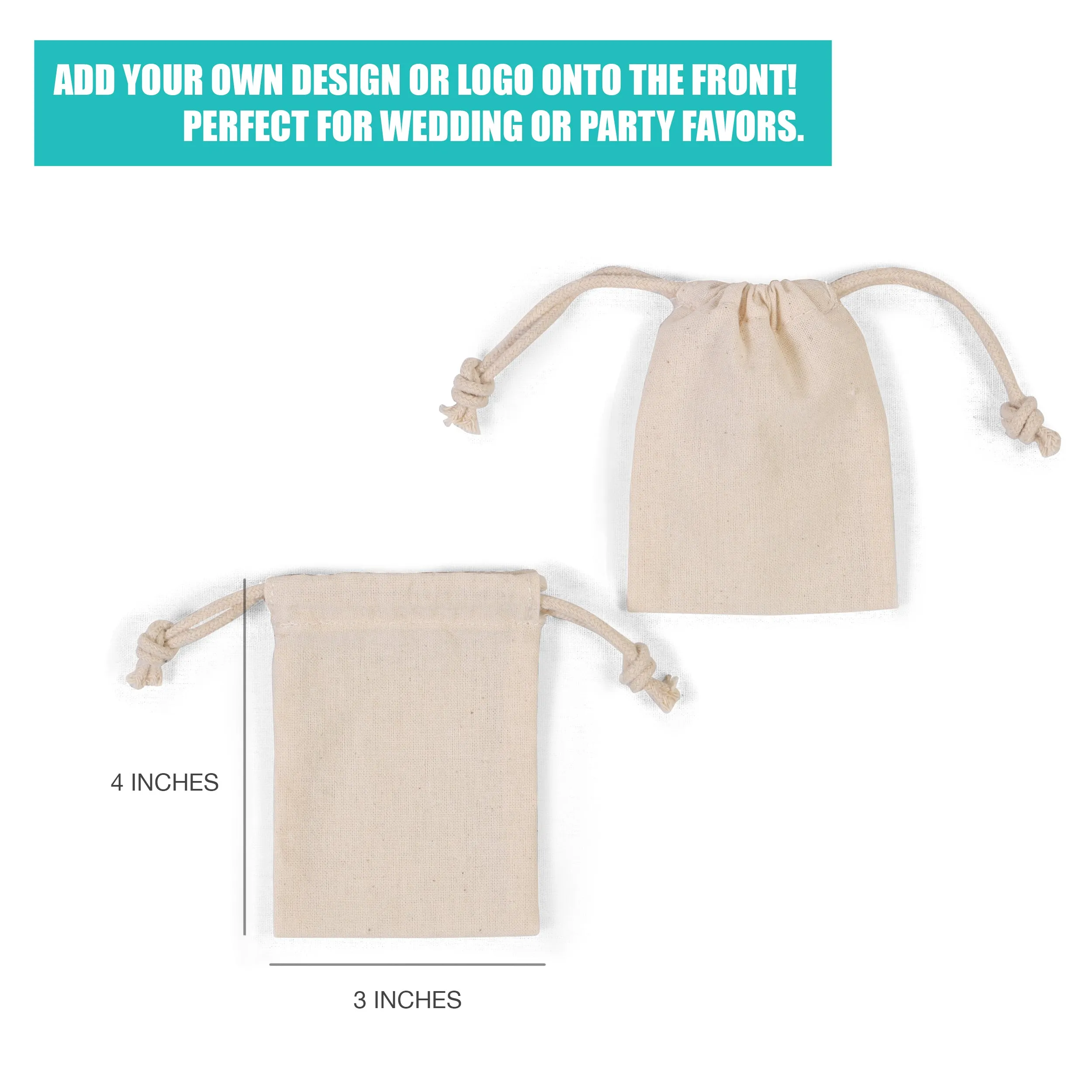 Ivory Cotton Drawstring Gift Bags