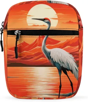 Japanese Crane Small Crossbody Bag Lightweight Satchel Bag Tote Bag Mini Handbag for Men Women