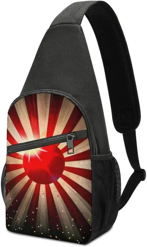 Japanese Rising Sun Flag Light Rays Casual Crossbody Bag Travel Shoulder Bag Hiking Chest Bag Sling Backpack with Pocket for Men Women