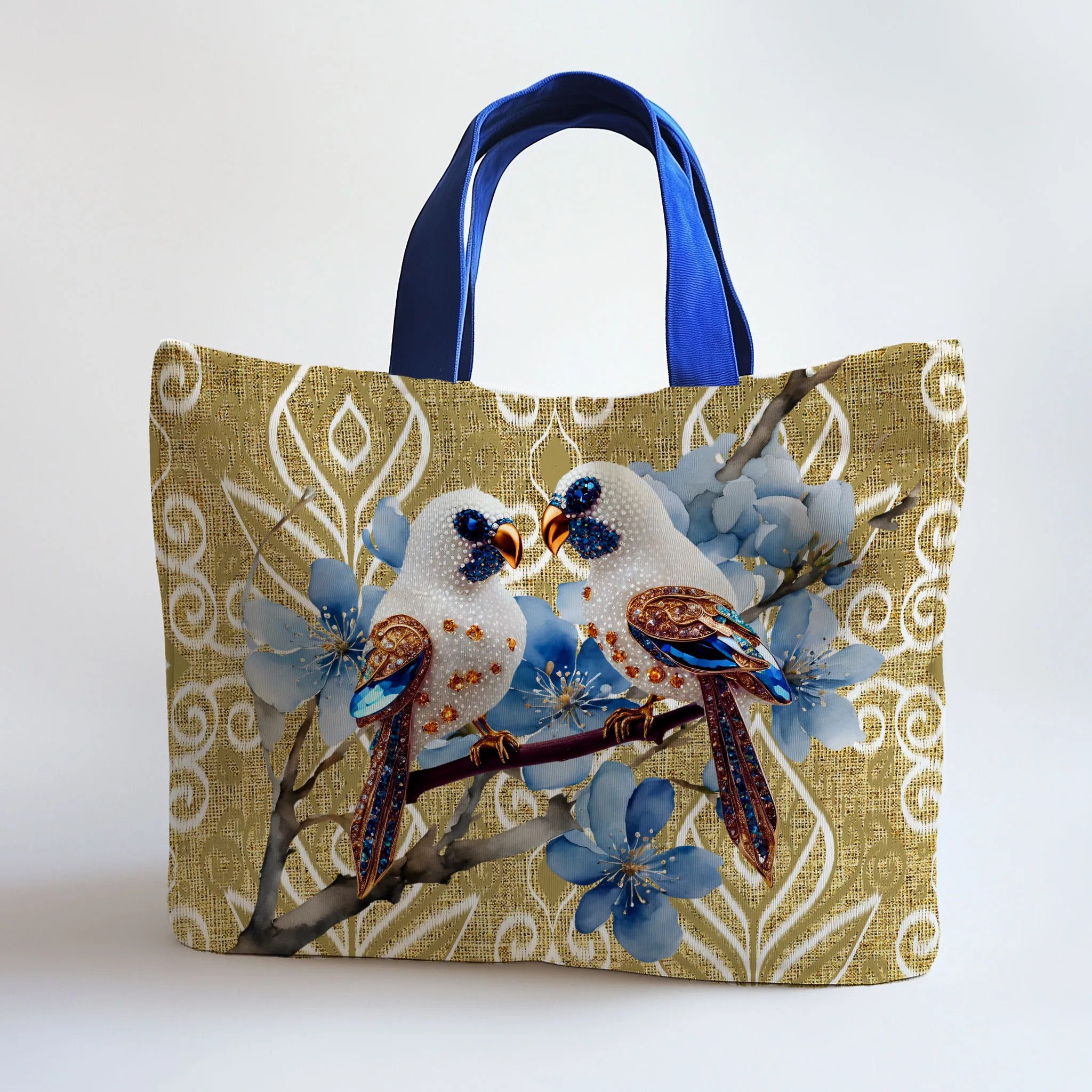 Jewelled Lovebirds Beach Bag