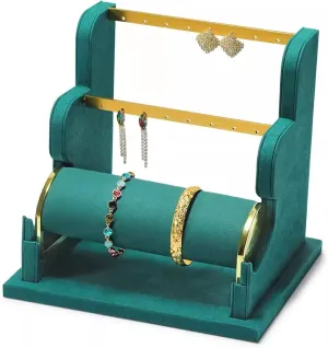 Jewelry Display Stand Earring Display Holder, Velvet Jewelry Display Stand, Detachable Bracelet Display Organizer Stand, Jewelry Holder for Watch Display Jewelry Holder (Color : Brass)