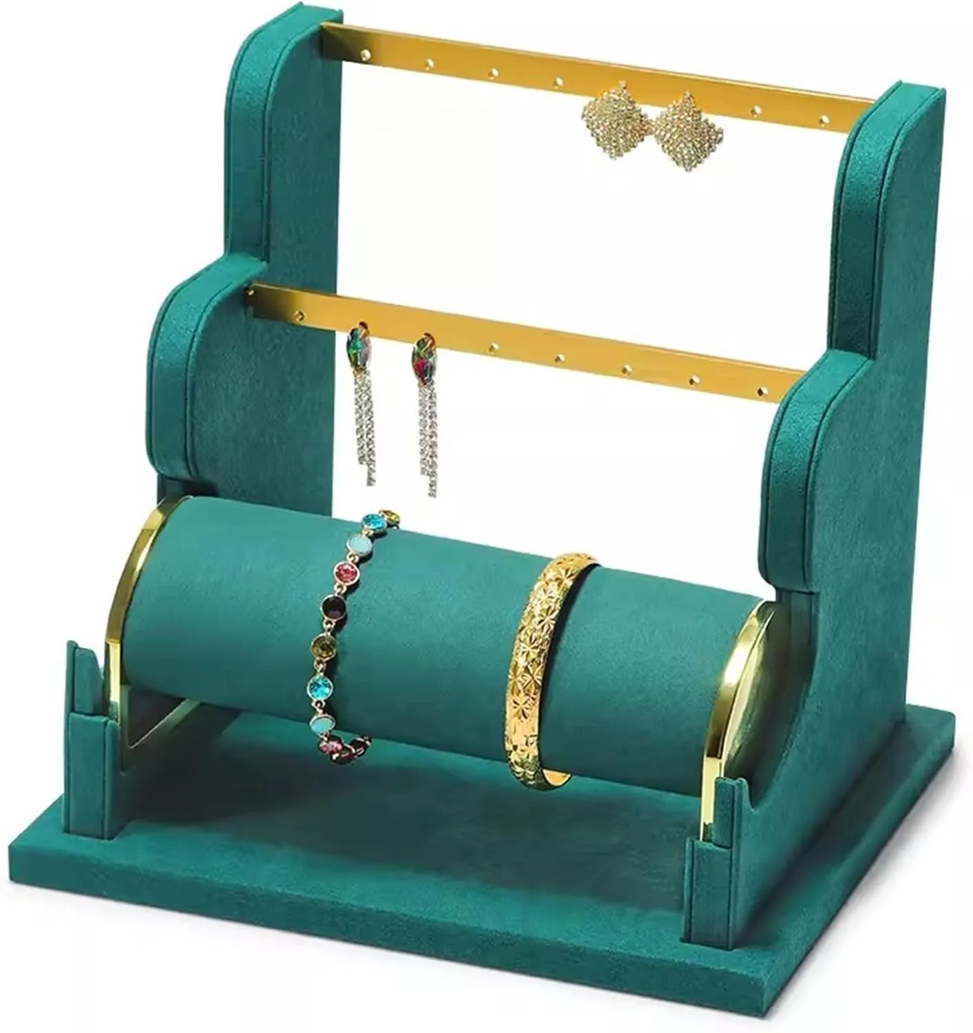Jewelry Display Stand Earring Display Holder, Velvet Jewelry Display Stand, Detachable Bracelet Display Organizer Stand, Jewelry Holder for Watch Display Jewelry Holder (Color : Brass)