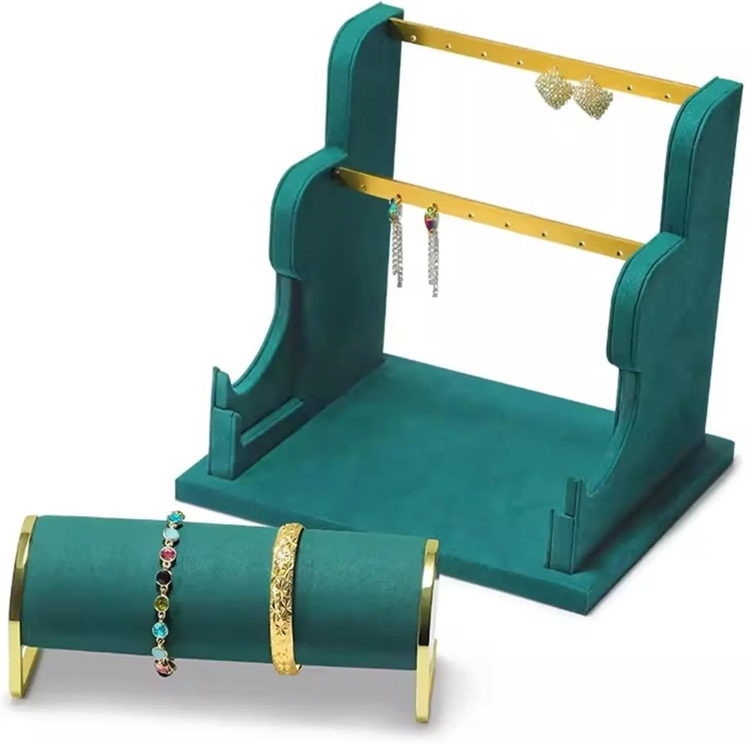 Jewelry Display Stand Earring Display Holder, Velvet Jewelry Display Stand, Detachable Bracelet Display Organizer Stand, Jewelry Holder for Watch Display Jewelry Holder (Color : Brass)