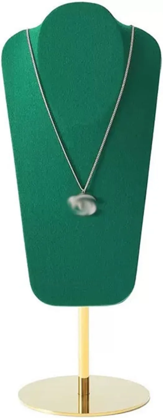 Jewelry Stand Organizer Elegant 14" 3D Green Velvet Necklace Jewelry Display Model Bust Stand for Home and Business Storage Jewelry Display Holder
