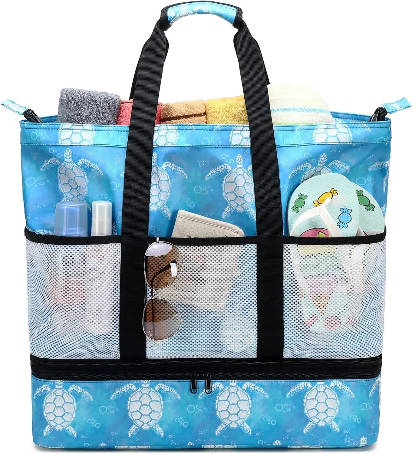 JIANYA Beach Bag Women Waterproof Sandproof Beach Tote Bags with Cooler Top Zipper Large Totes for Pool Travel Daily