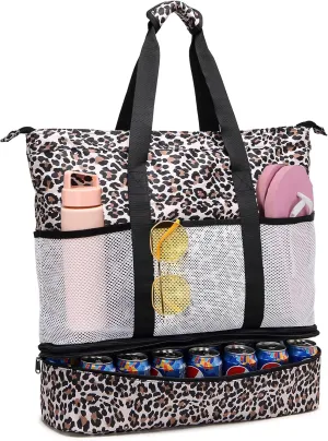 JIANYA Beach Bag Women Waterproof Sandproof Beach Tote Bags with Cooler Top Zipper Large Totes for Pool Travel Daily