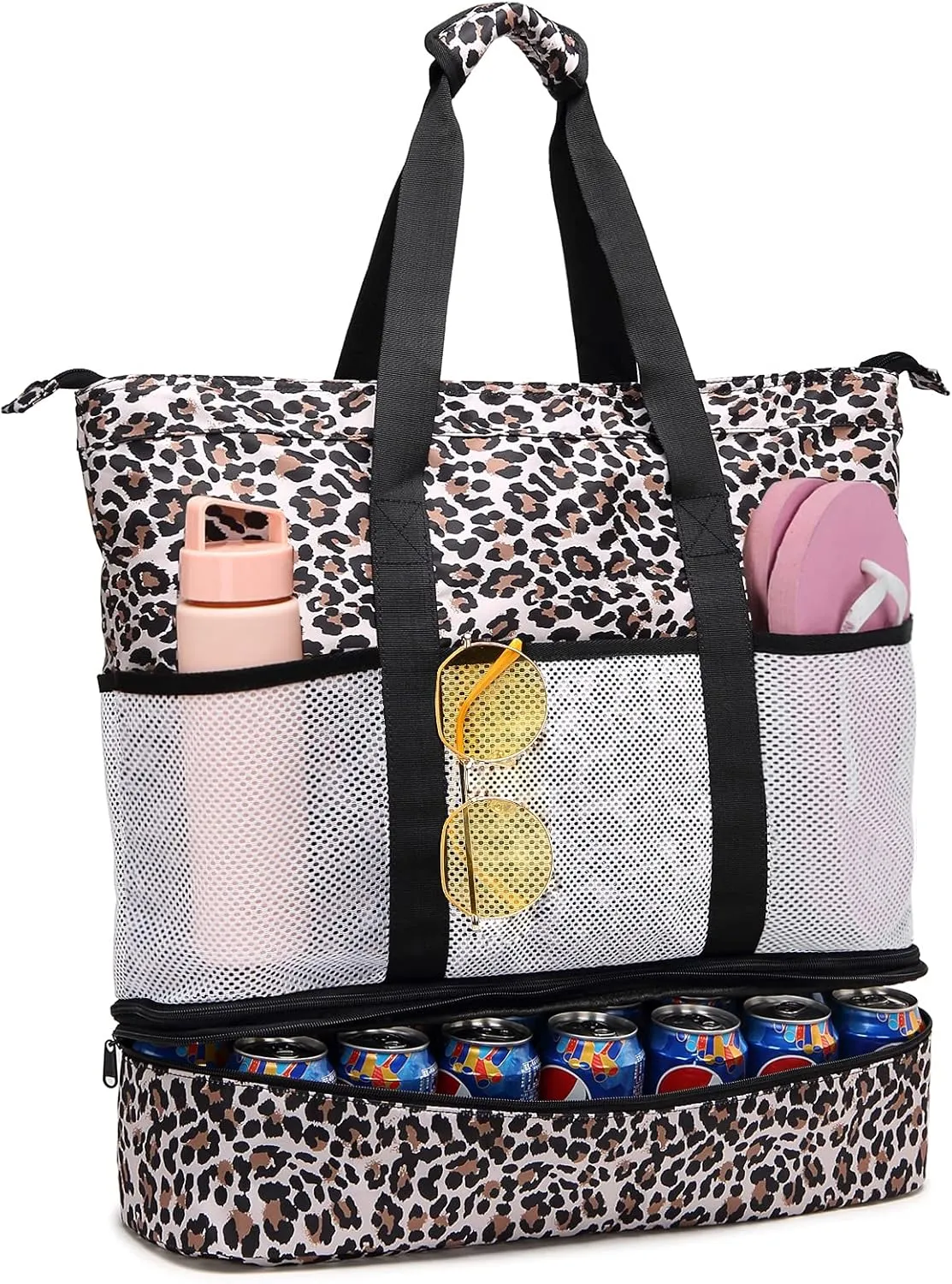 JIANYA Beach Bag Women Waterproof Sandproof Beach Tote Bags with Cooler Top Zipper Large Totes for Pool Travel Daily