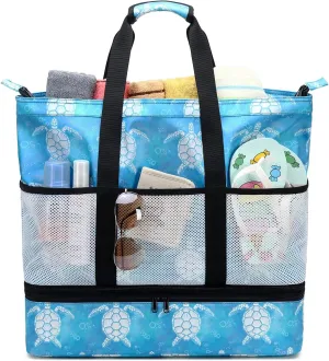 JIANYA Beach Bag Women Waterproof Sandproof Beach Tote Bags with Cooler Top Zipper Large Totes for Pool Travel Daily