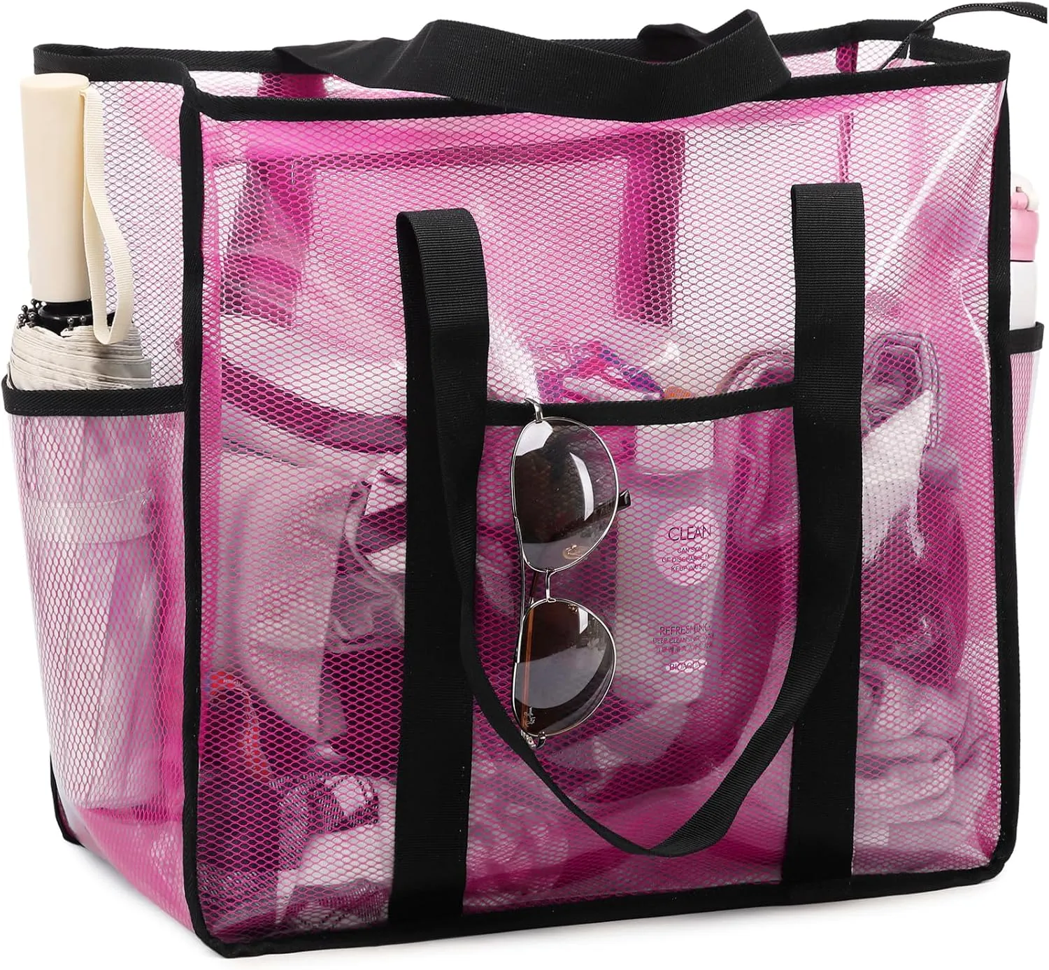 JIANYA Clear Tote Bag Beach Bags for Women Large Waterproof Sandproof Tip-proof Shoudler Tote Bag Swim Pool Bag