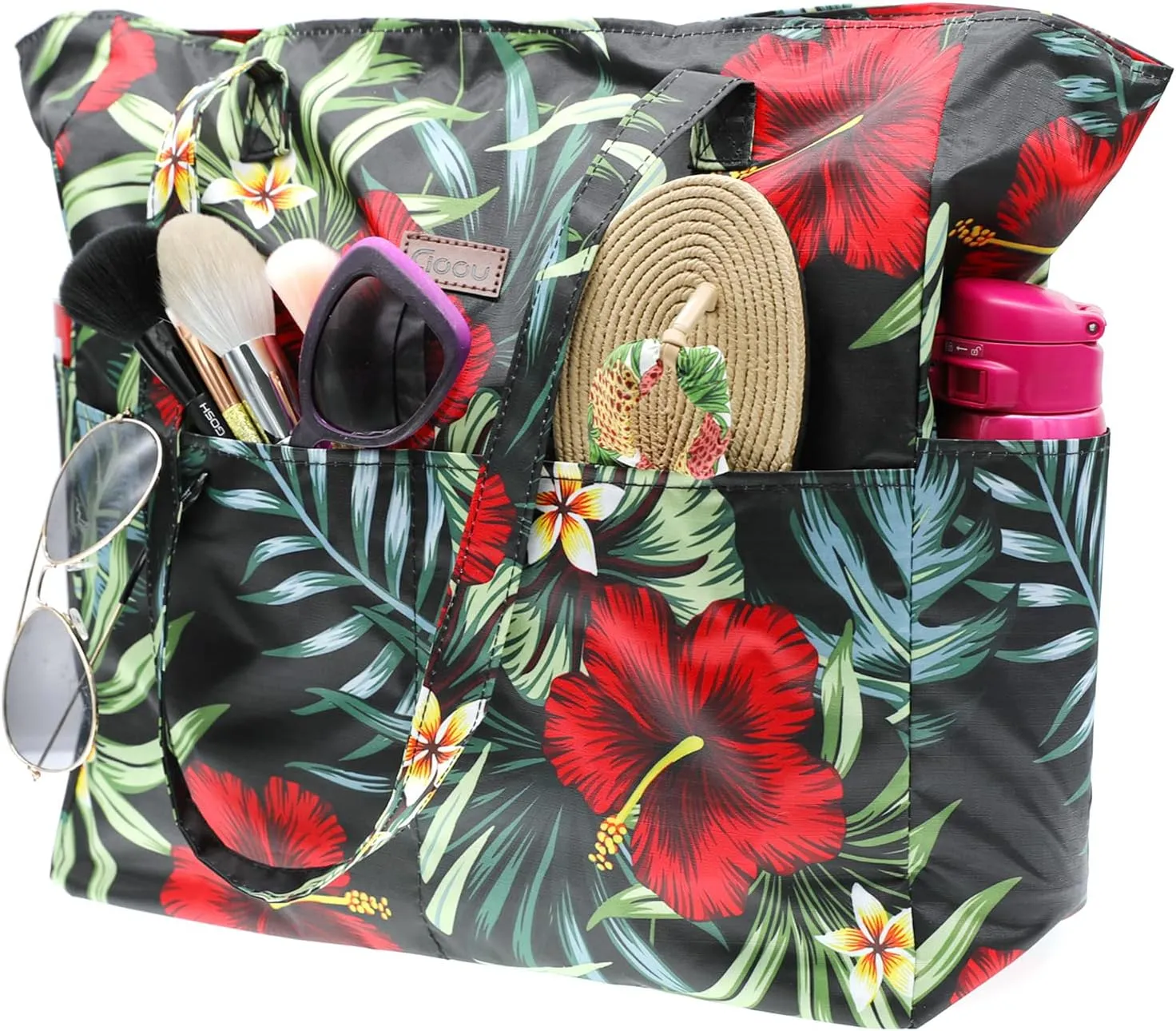 JNF Extra Large Beach Bag for Women Waterproof Foldable Pool Beach Tote Bags with Zipper for Swim Gym Travel Daily