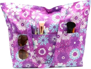 JNF Extra Large Beach Bag for Women Waterproof Foldable Pool Beach Tote Bags with Zipper for Swim Gym Travel Daily