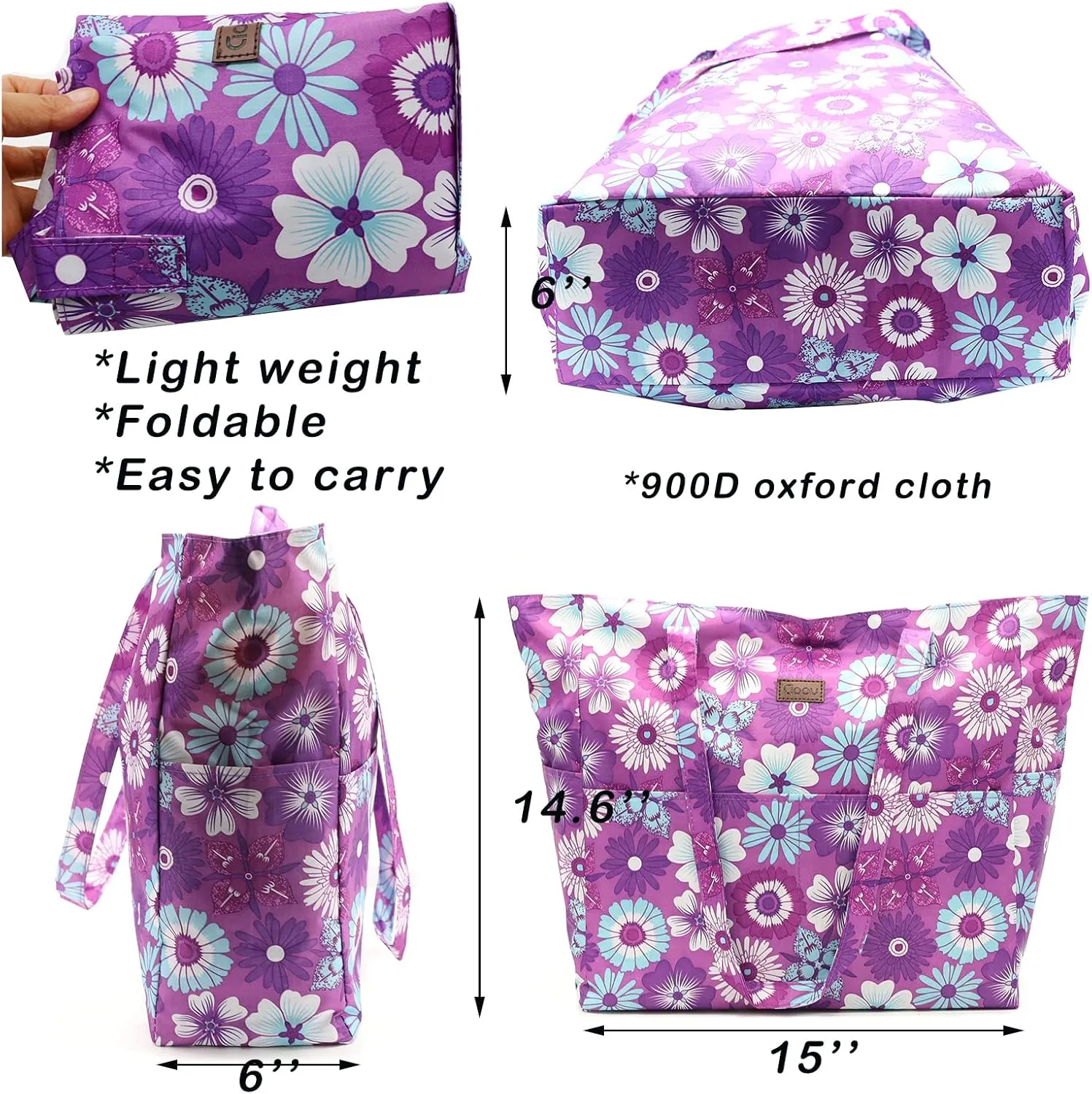 JNF Extra Large Beach Bag for Women Waterproof Foldable Pool Beach Tote Bags with Zipper for Swim Gym Travel Daily