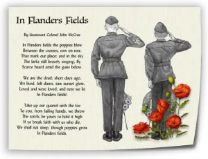 John McCrea's In Flanders Fields Poem Poster (1) Wall Poster Art Canvas Printing Living Room Office Bedroom Aesthetic Poster 16x12inch40x30cm) Unframe-style
