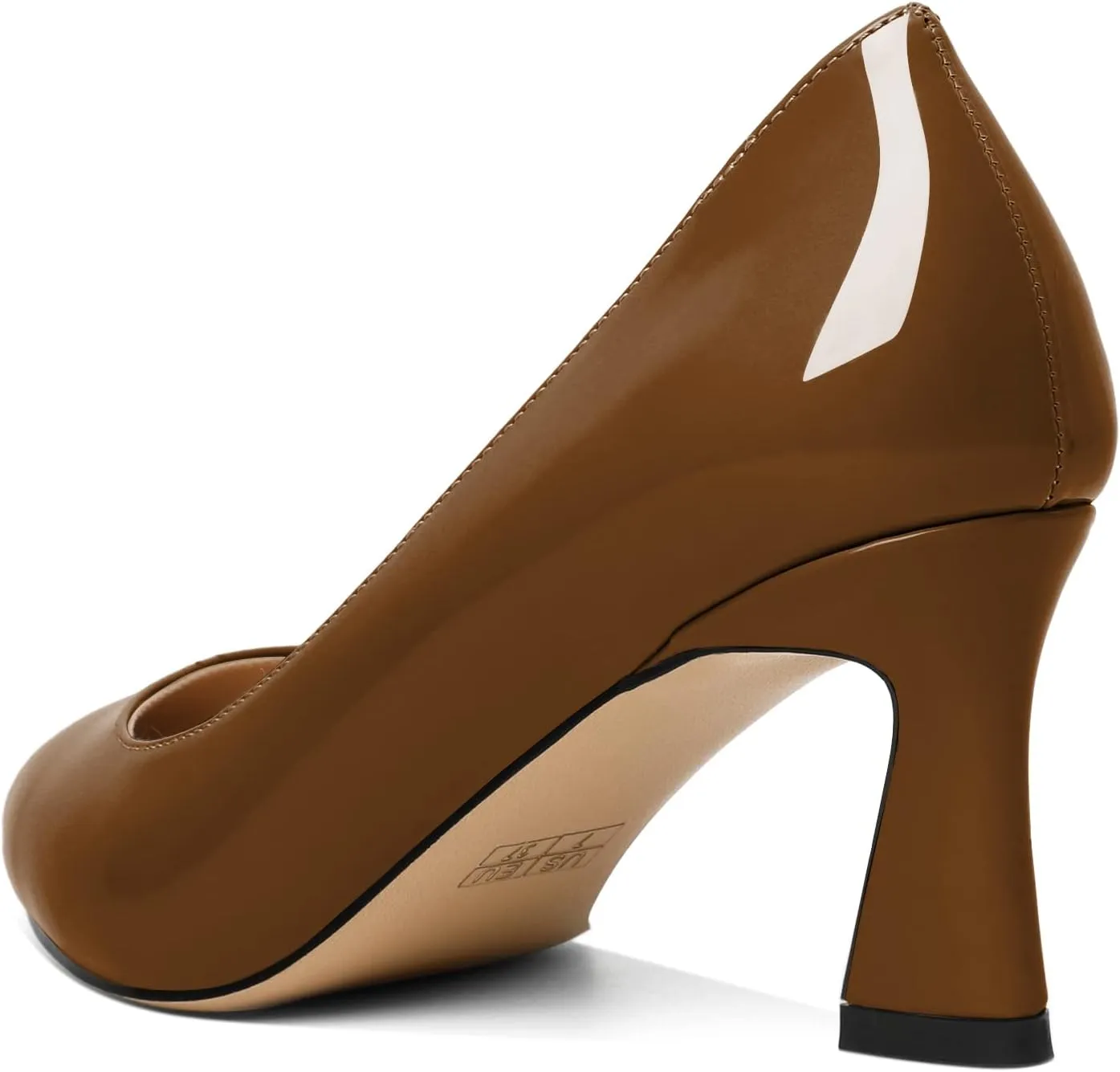 Joseywade Women's Low Heel Pumps 2.5 Inch Closed Pointed Toe Kitten Heel Slip On Business Leather Flare Heel Dressy Shoes