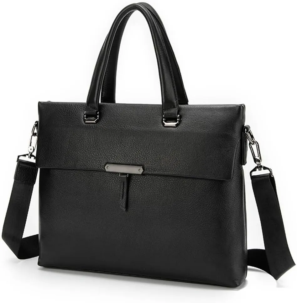 JSEIAJB Leather Layer Cowhide Men's Handbag Natural Slam Business Trip Crossbody Briefcase Computer Bag