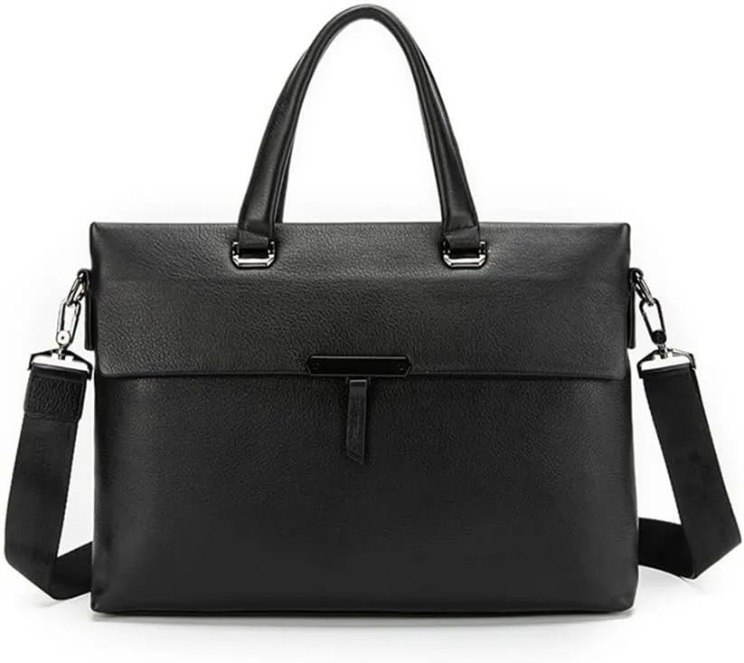JSEIAJB Leather Layer Cowhide Men's Handbag Natural Slam Business Trip Crossbody Briefcase Computer Bag