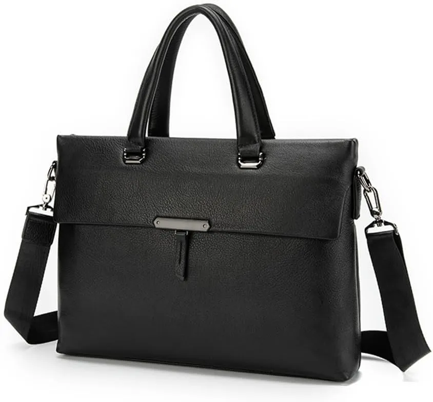 JSEIAJB Leather Layer Cowhide Men's Handbag Natural Slam Business Trip Crossbody Briefcase Computer Bag