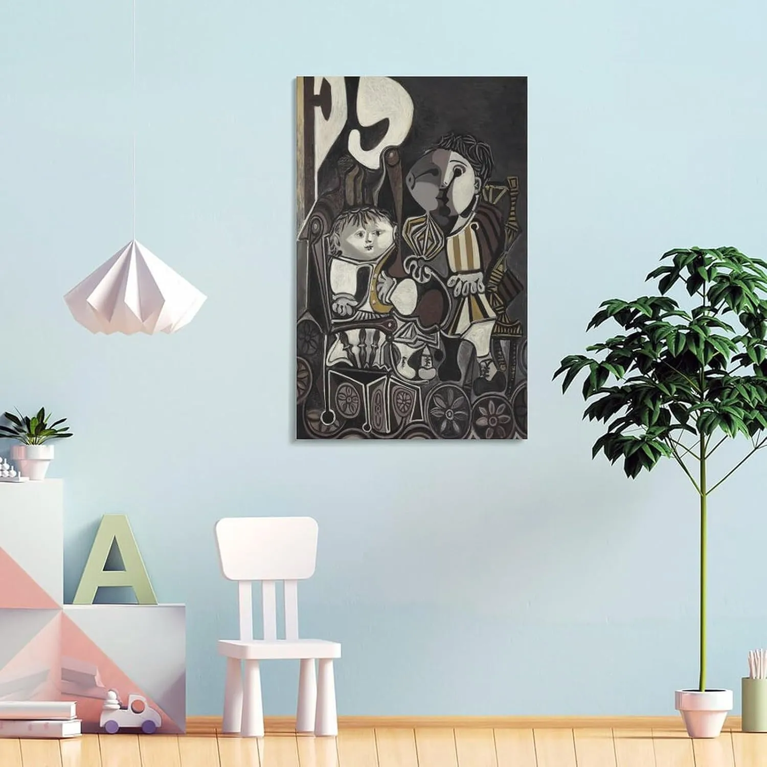 JU XIANG Pablo Picasso Prints，'Claude And Paloma' by Pablo Picasso Work Poster Canvas Wall Art Poster Decorative Bedroom Modern Home Print Picture Artworks Posters 20x30inch(50x75cm)
