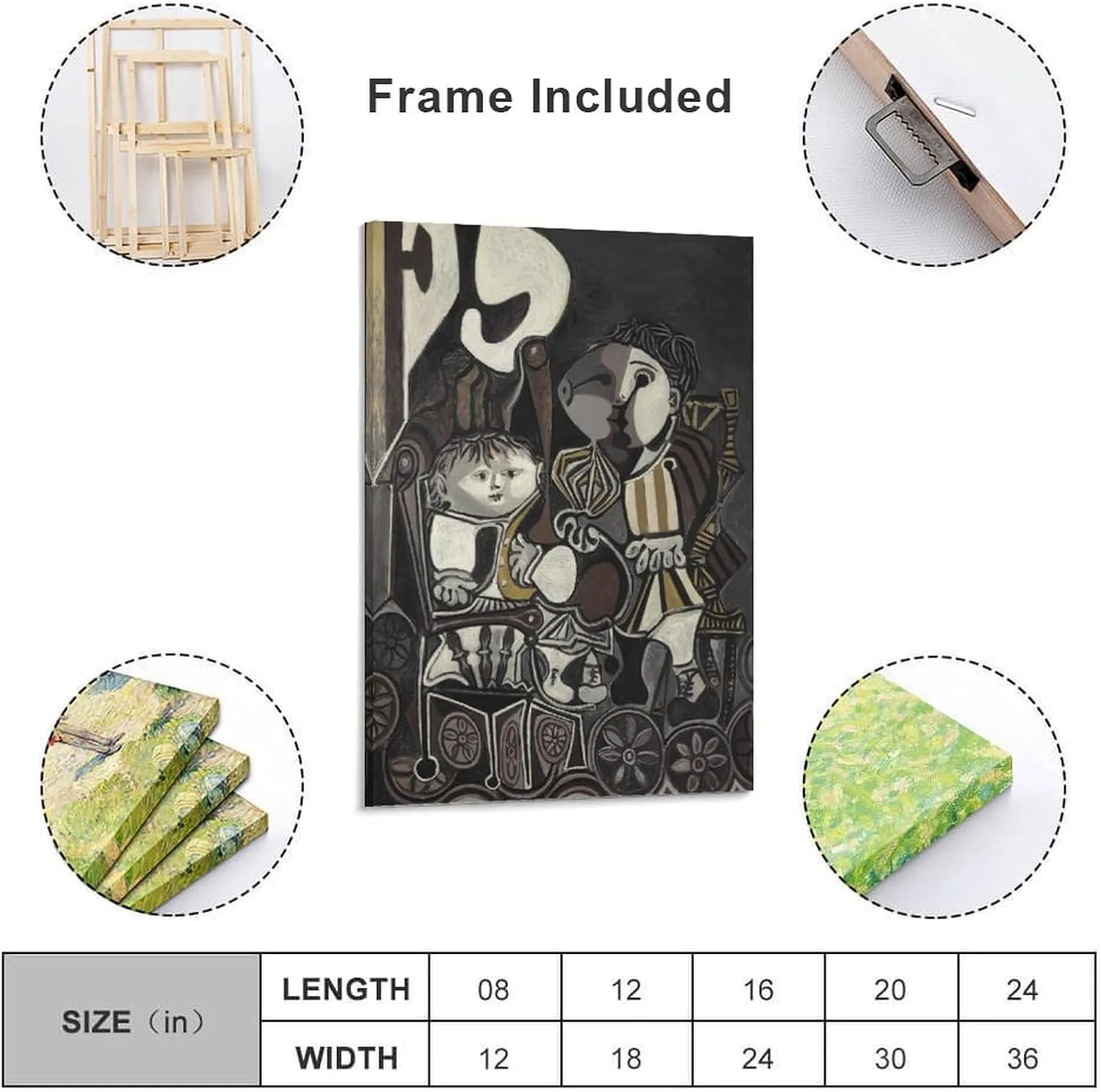 JU XIANG Pablo Picasso Prints，'Claude And Paloma' by Pablo Picasso Work Poster Canvas Wall Art Poster Decorative Bedroom Modern Home Print Picture Artworks Posters 20x30inch(50x75cm)