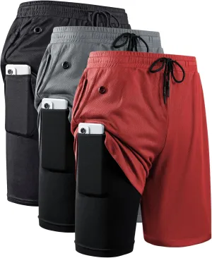 JWJ Men's 2 in 1 Workout Running Shorts 7 Inch Lightweight Athletic Gym Shorts with Compression Liner
