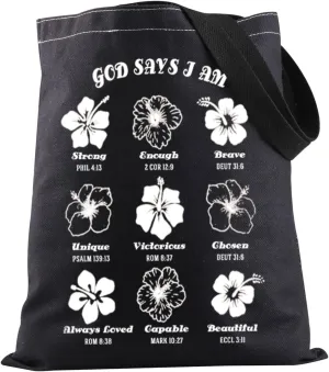 JXGZSO Christian Tote Bag Hibiscus Flower Shoulder Bag Hawaii Shopping Bag Faith Based Merchandise Summer Holiday Gift