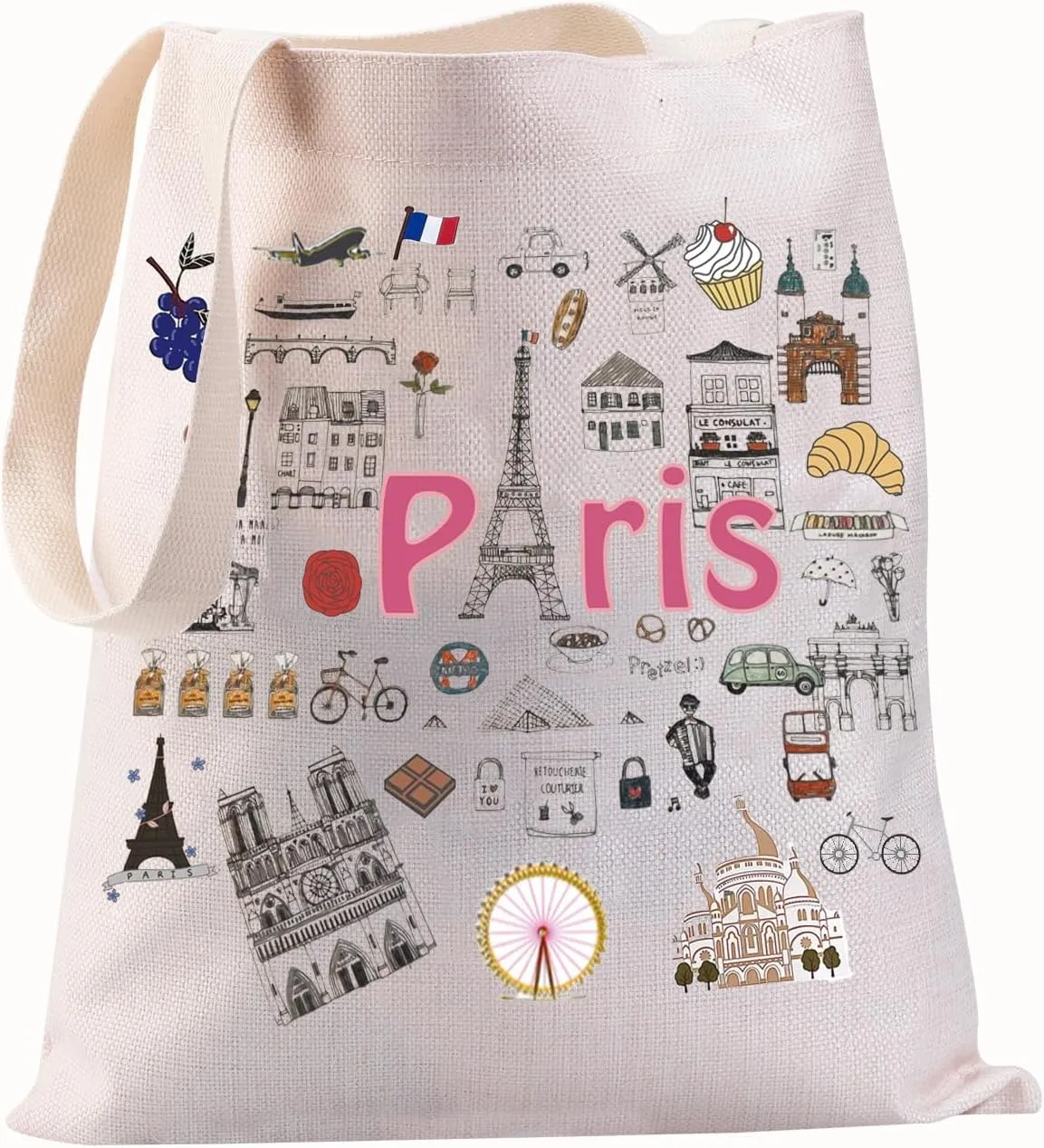 JYTAPP Paris Travel Gift Paris City Tote Bag Paris Souvenir Canvas Bag French Paris Travel Shopping Bag Travelers Gifts