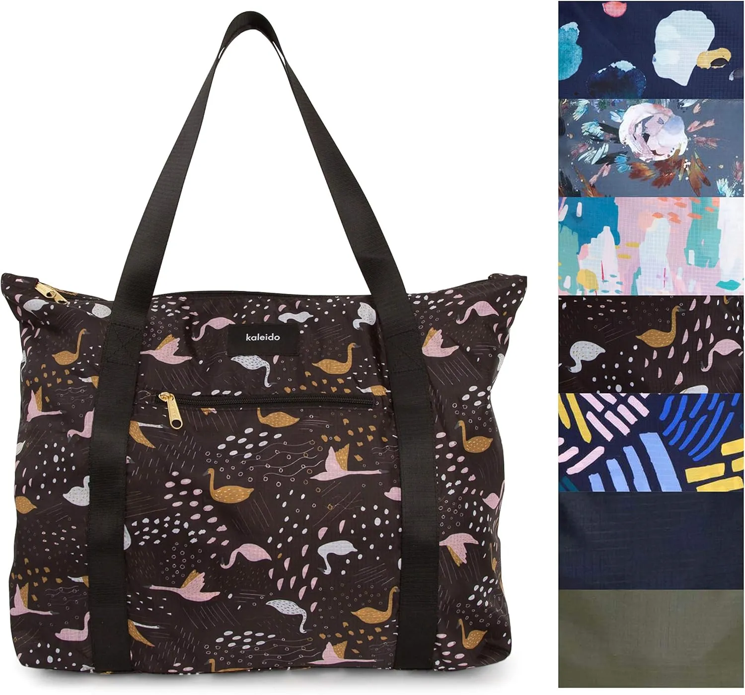 KALEIDO Stylish Lightweight Packable Foldable Tote Bag Water Resistant, Convenient, Airport Friendly