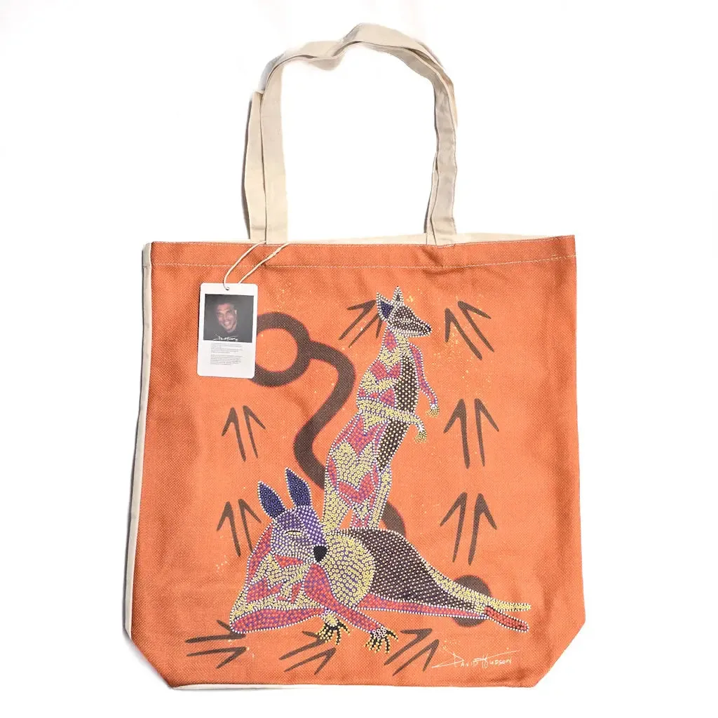 Kangaroo Aboriginal Art Canvas Bag