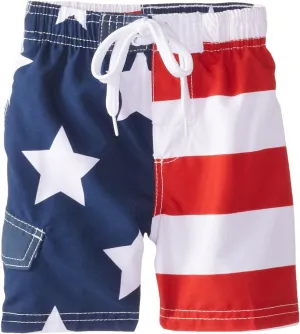 Kanu Surf Patriot Boys Swim Trunks with UPF 50  Sun Protection-American Flag Quick Dry Boys Swimsuit