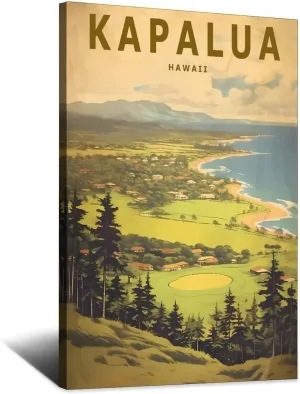 Kapalua Hawaii Vintage Travel Posters Golf 12x18inch(30x45cm) Canvas Art Poster And Canvas Wall Art Living Room Poster, Wall Art Modern Home Bedroom Decor Poster