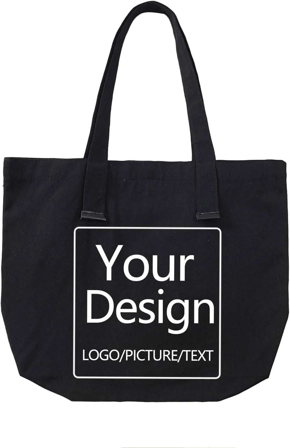 KEEVICI Personalized Canvas Tote Bag - Add Picture Logo or Text and Make Your Own Reusable Customized Shopping Tote Bag
