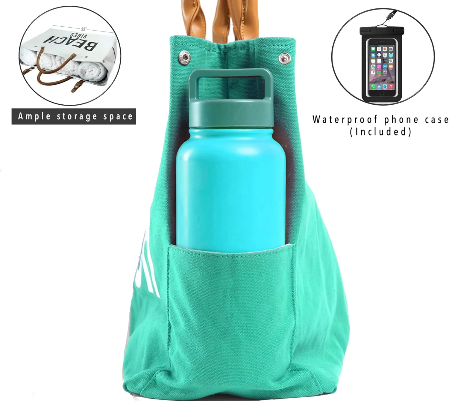Keho Waterproof Beach Bag with Pockets For Women (Sandproof)