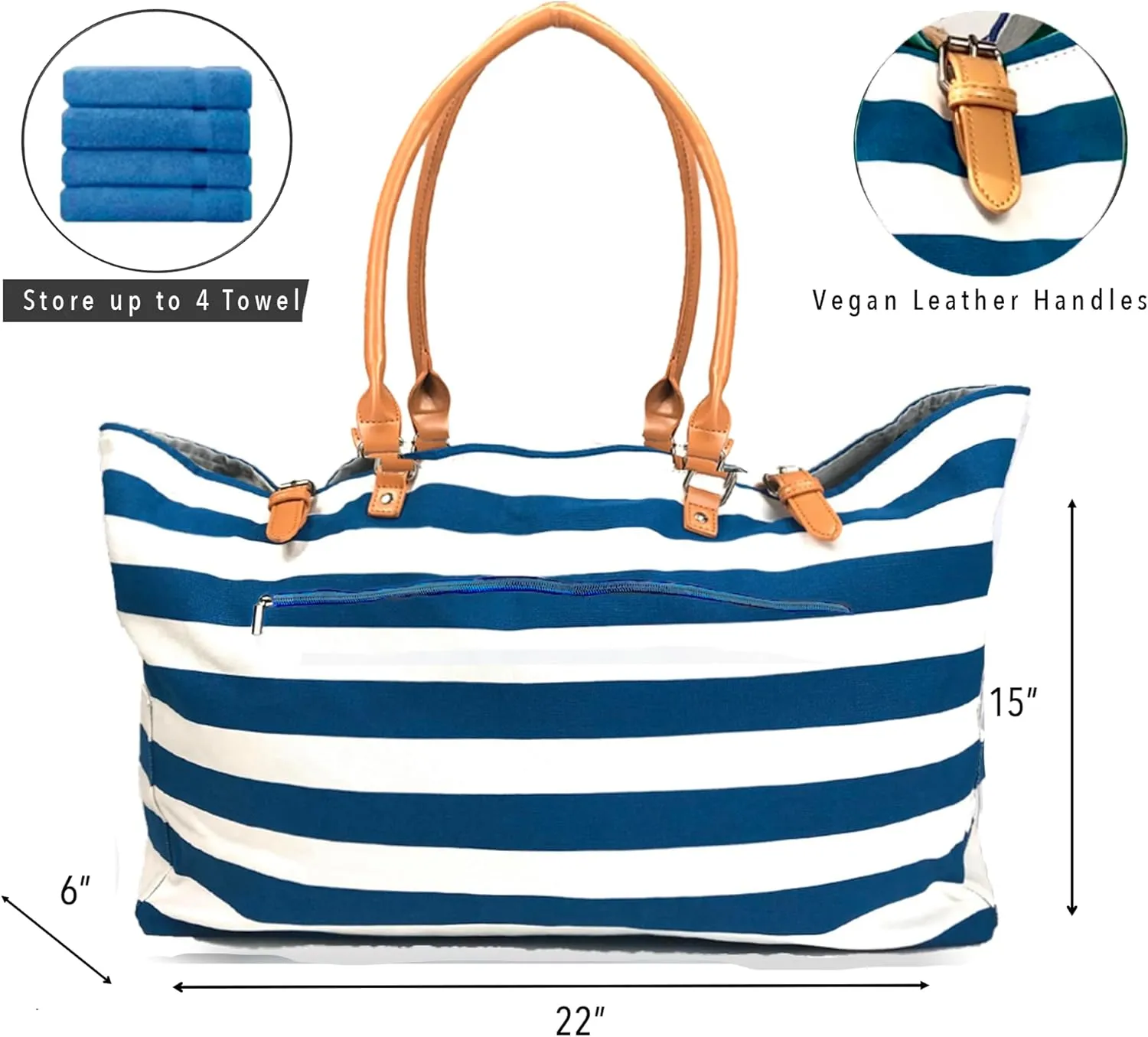 Keho Waterproof Beach Bag with Pockets For Women (Sandproof)