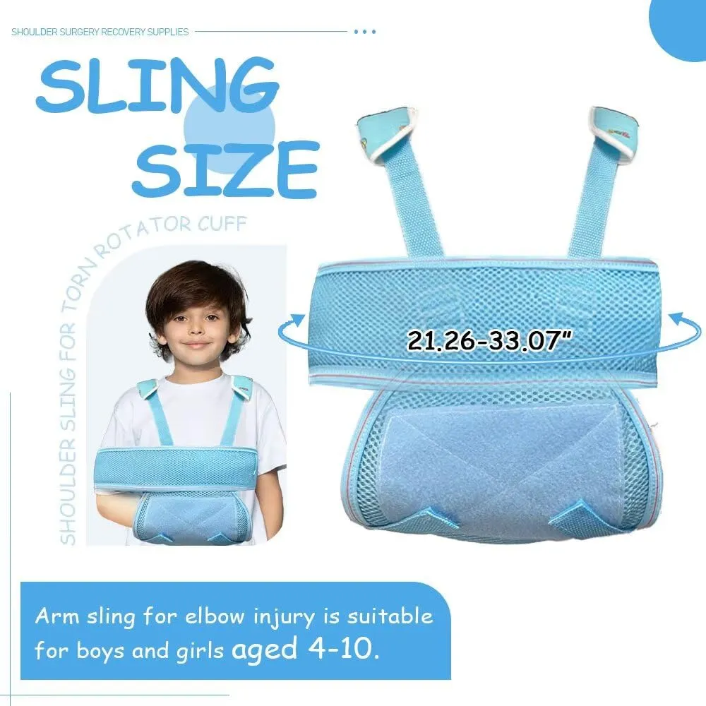 Kids Arm Sling Shoulder Immobilizer For Women Men, Shoulder Sling For Torn Rotator Cuff, Arm Sling For Elbow Injury, Surgery, Fracture, Dislocation (Blue)