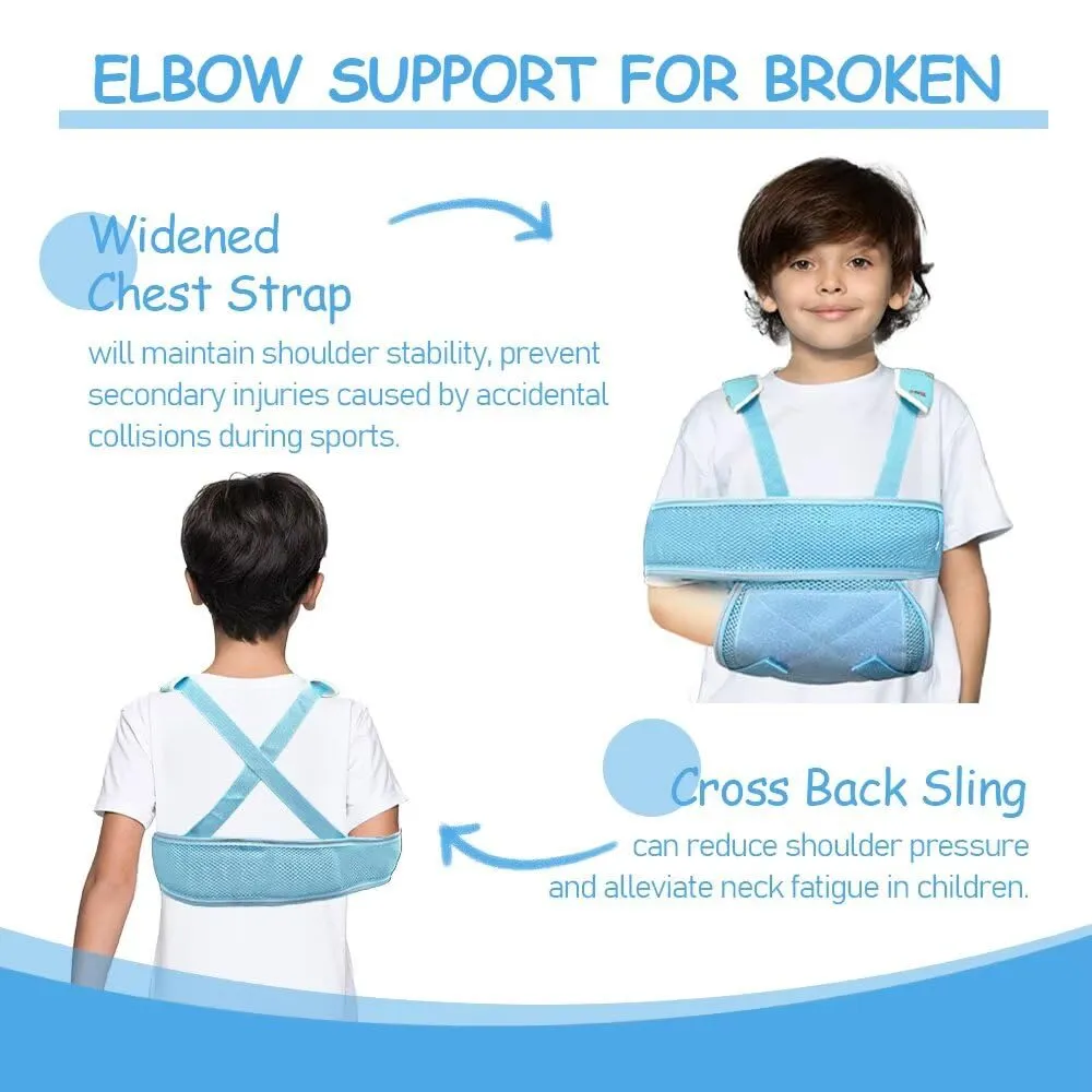 Kids Arm Sling Shoulder Immobilizer For Women Men, Shoulder Sling For Torn Rotator Cuff, Arm Sling For Elbow Injury, Surgery, Fracture, Dislocation (Blue)