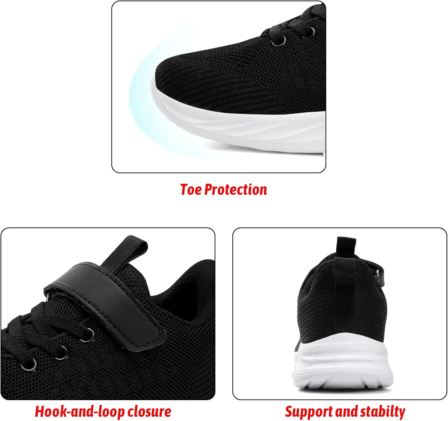 Kids Black Sneakers for Boys & Girls Casual School Sports Tennis Shoes Child Gym Athletic Shoes(Toddler/Little Kid/Big Kid)