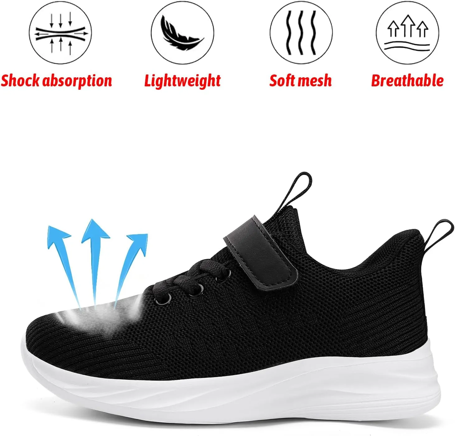 Kids Black Sneakers for Boys & Girls Casual School Sports Tennis Shoes Child Gym Athletic Shoes(Toddler/Little Kid/Big Kid)